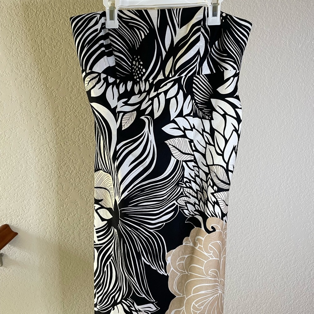 Ann Taylor Strapless Neutral Floral Print Quality Textured Fabric